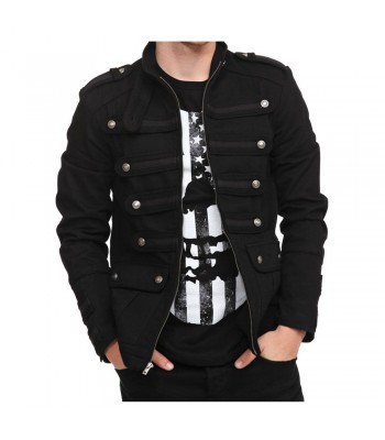 Men Gothic Military Jacket Vintage Goth Steampunk Military Style Jacket